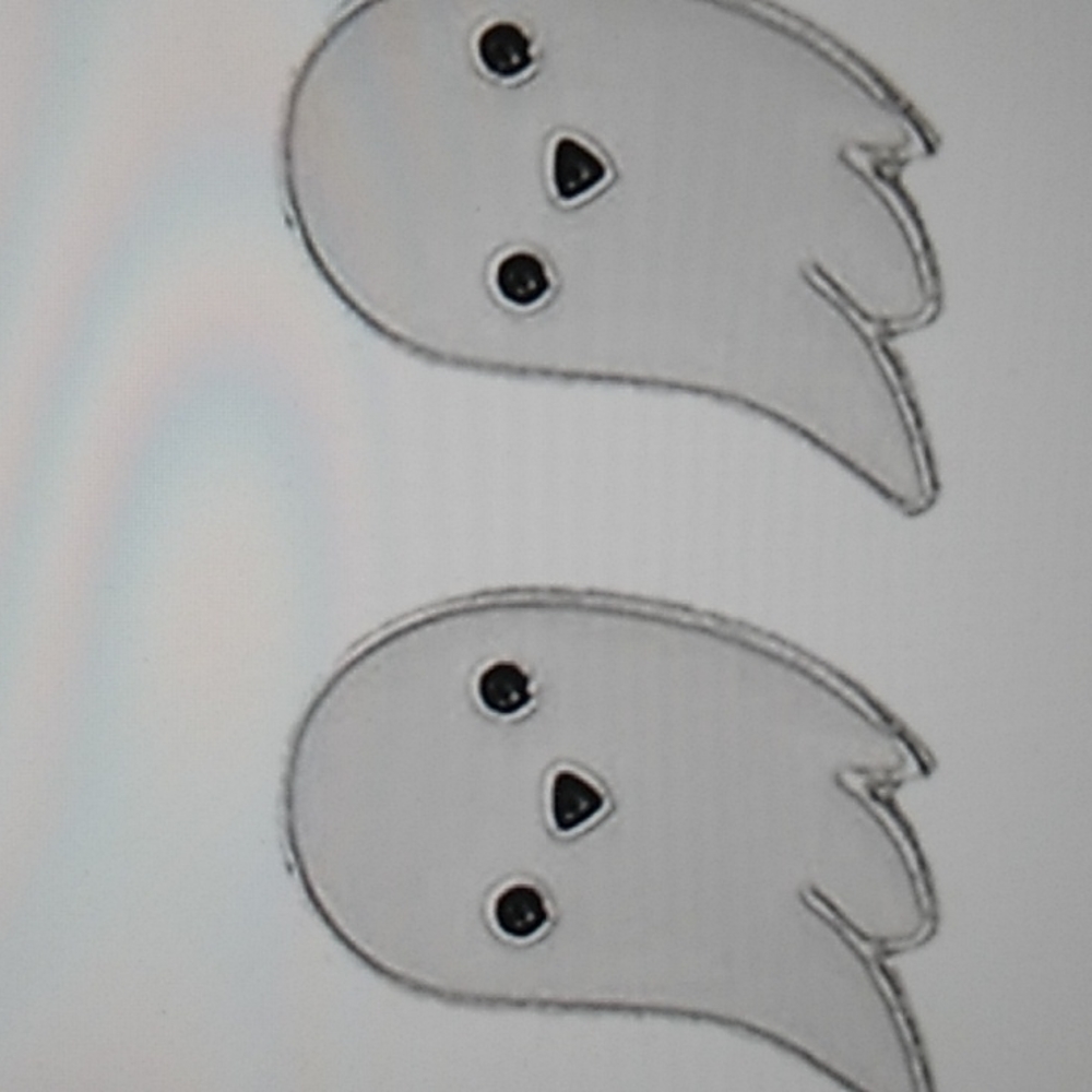 Ghost Halloween Earrings in White & Black Enamal.